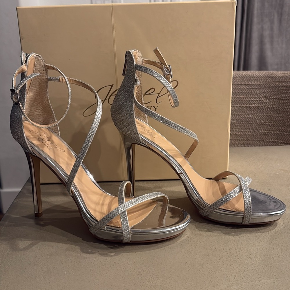 JEWEL BADGLEY MISCHKA | Galen Platform Glitter Evening Shoe in Silver - Picture 10 of 12